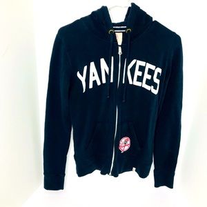New York Yankees ‘47 Forty Seven Blue Zip Up Hooded Sweatshirt Women’s Small